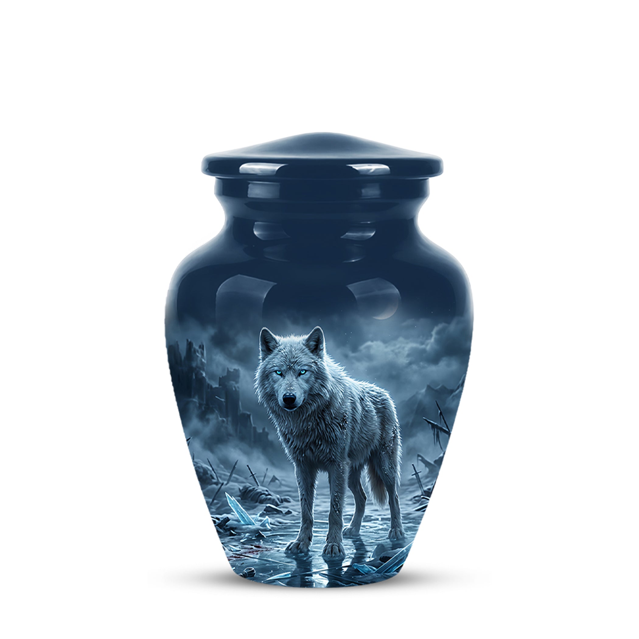Moonlight White Wolf Urn for Human Ashes - Urns For Men & Women Ashes