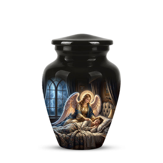 Angel Mom Cremation Urn - Black Memorial Urns For Mother Ashes