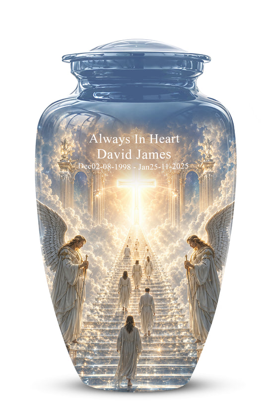 Heaven’s Gate Cross Cremation Urn – Angel Memorial Urn For Human Ashes