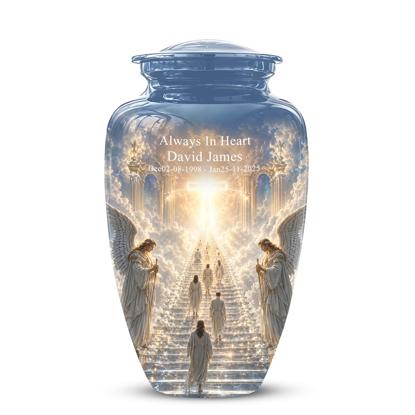 Heaven’s Gate Cross Cremation Urn – Angel Memorial Urn For Human Ashes