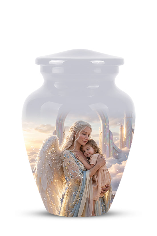 Angel Mother With Child Memorial Urn - Artistic Cremation Urns For Mom