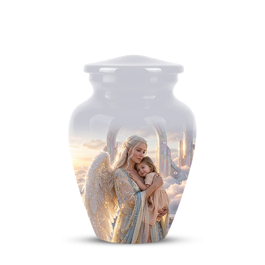 Angel Mother With Child Memorial Urn - Artistic Cremation Urns For Mom
