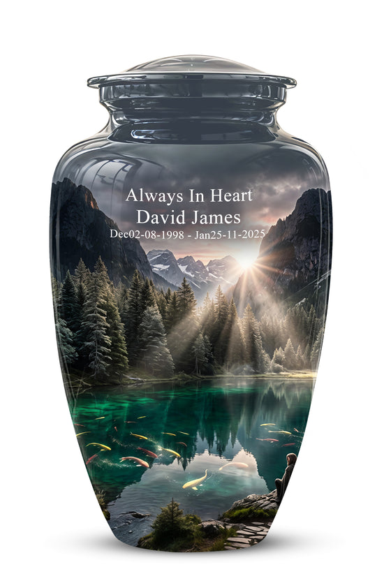 Mountain Lake Cremation Urn - Elegant Nature Urns For Human Ashes