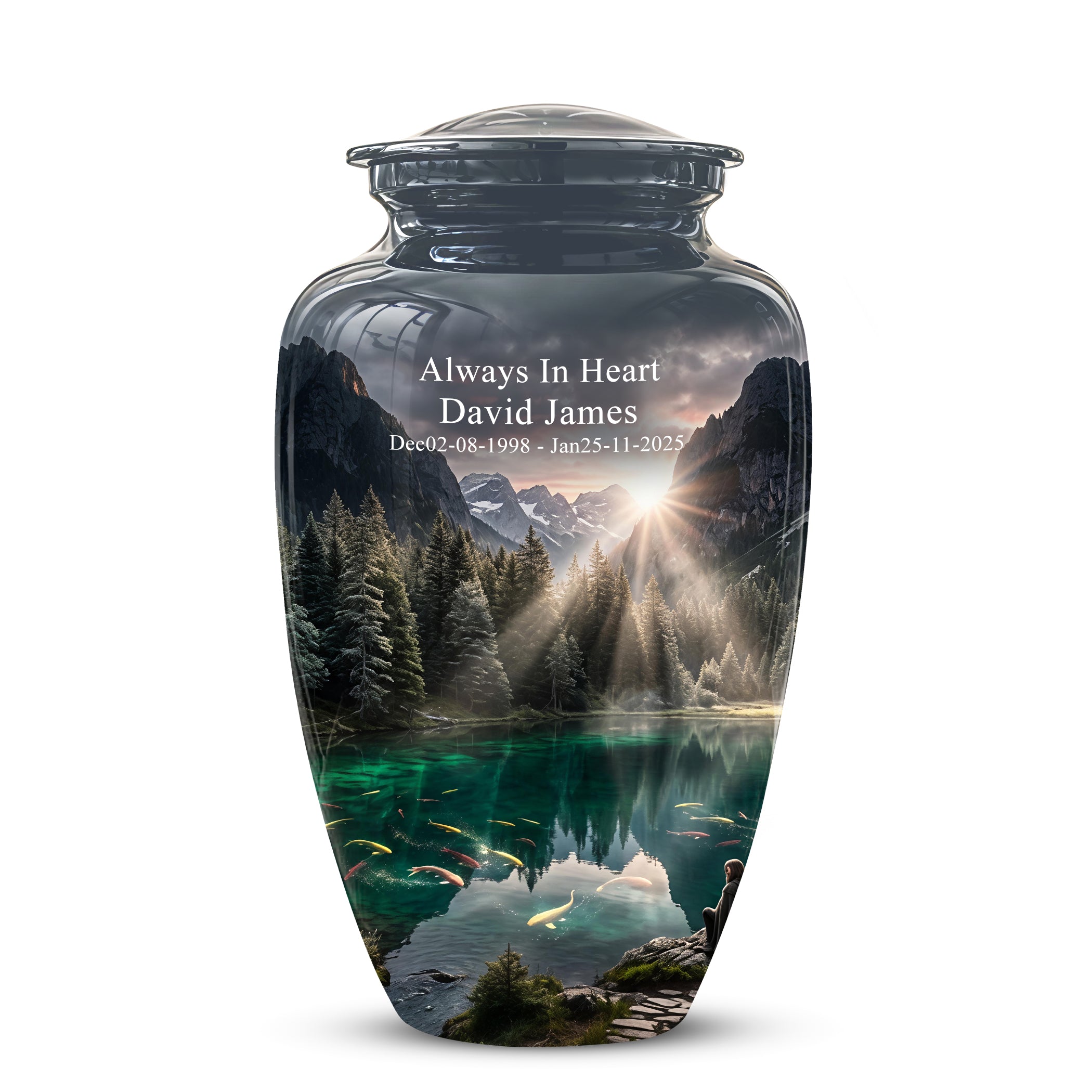 Mountain Lake Cremation Urn - Elegant Nature Urns For Human Ashes