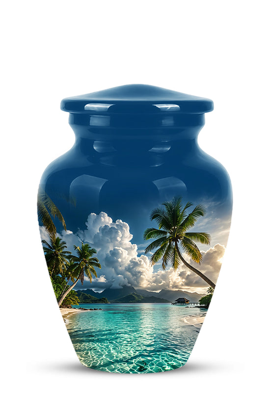 Tropical Beach Cremation Urn - Custom Memorial Urns For Women Ashes