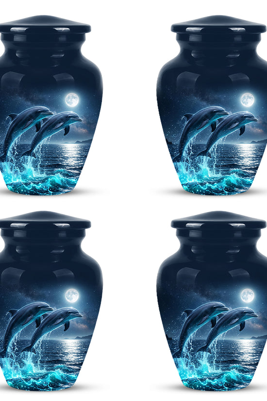 Beautiful Playful Dolphin Cremation Urn - Custom Moonlight Urns For Women