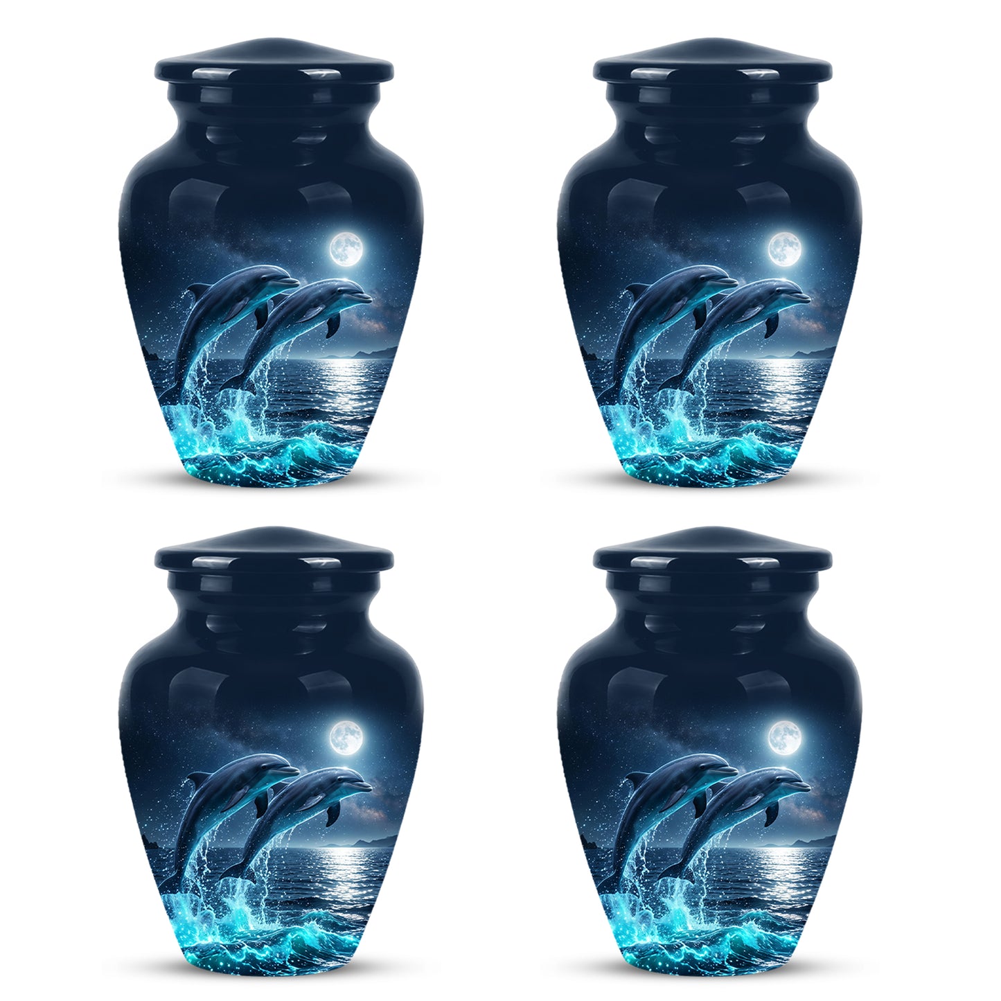 Beautiful Playful Dolphin Cremation Urn - Custom Moonlight Urns For Women