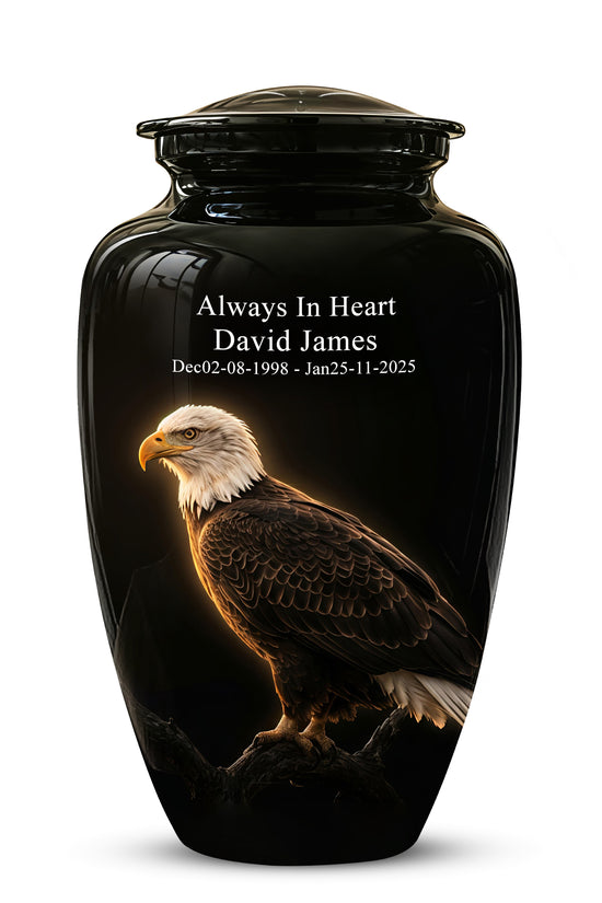 Bald Eagle Cremation Urn - Personalized Black Urns For Human Ashes