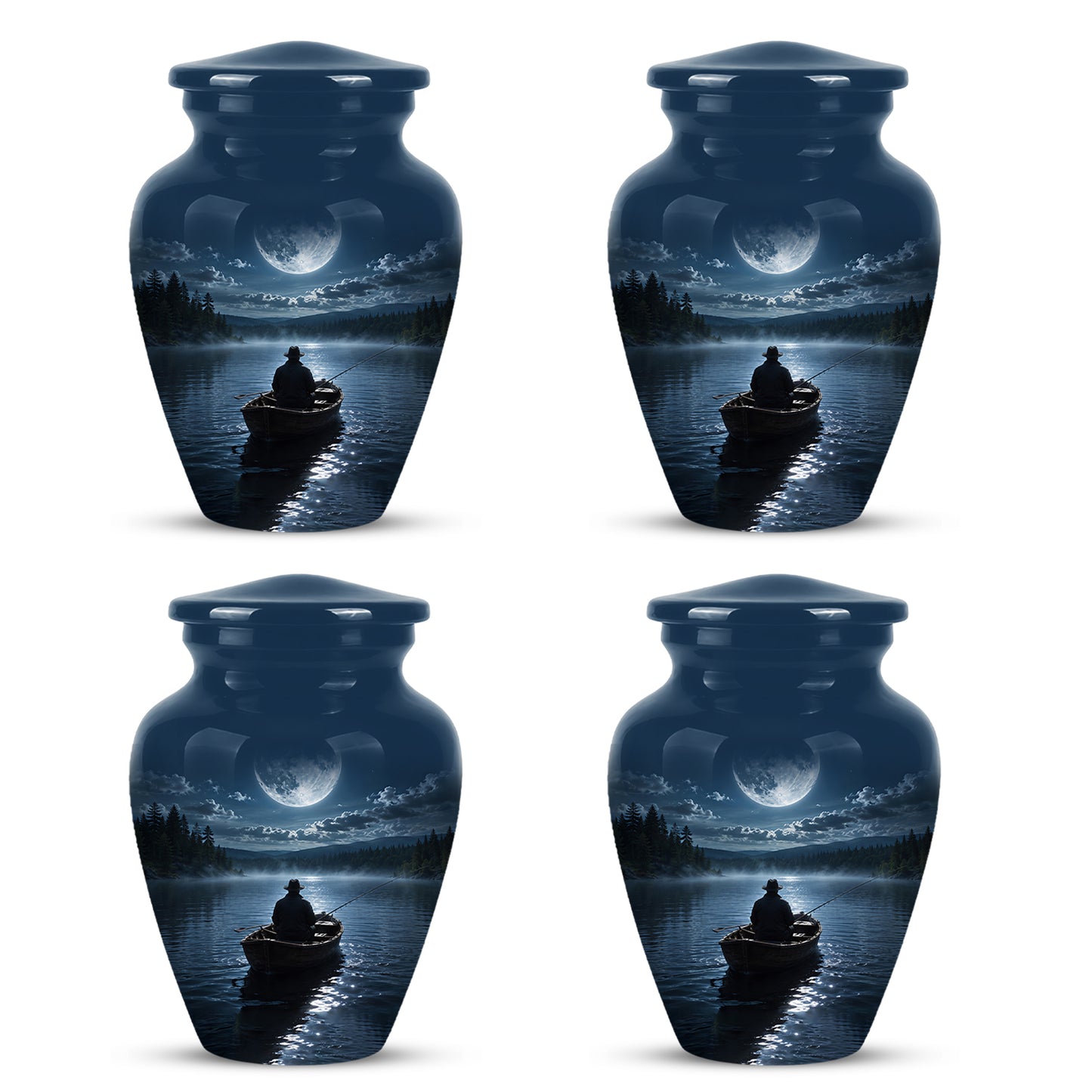 Fishing Memorial Urn - Affordable Night Fishing Themed Urns For Ashes