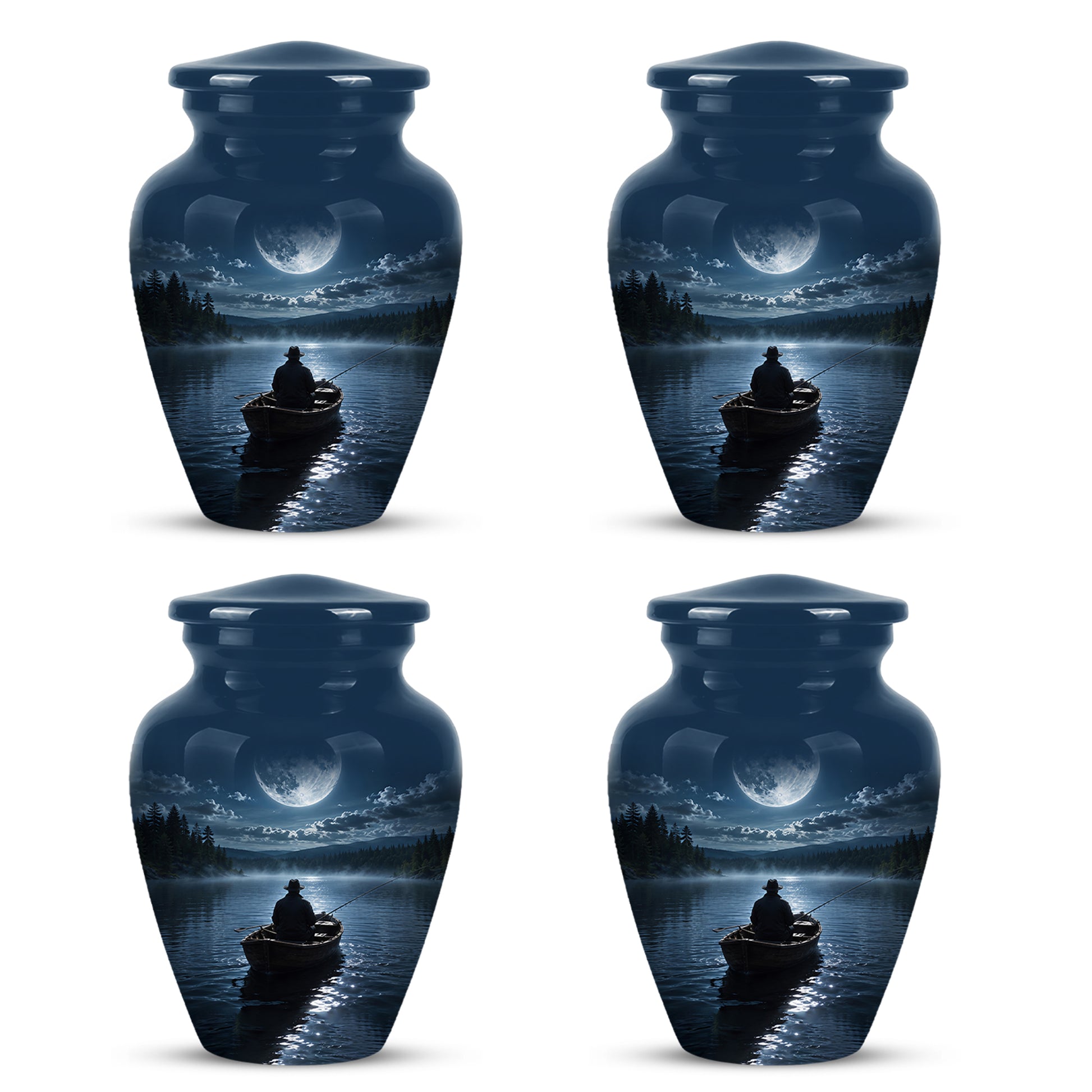 Fishing Memorial Urn - Affordable Night Fishing Themed Urns For Ashes