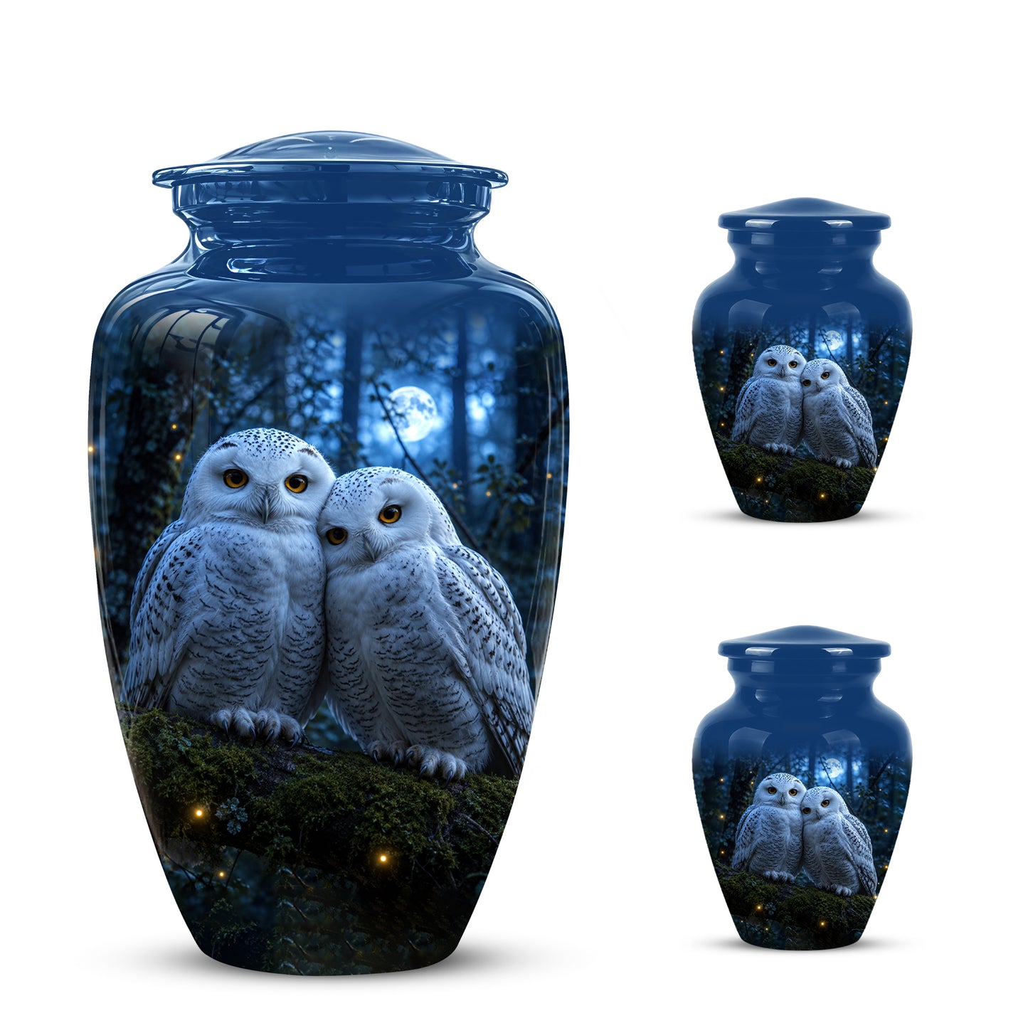 Snowy Owl Cremation Urn - Majestic Blue Memorial Urns For Human Ashes