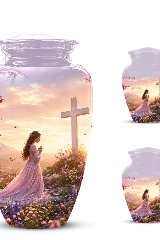 Peaceful Cross Cremation – Personalized Sunset Tribute Urns for Ashes