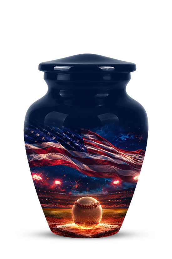 Baseball With American Flag - Custom Baseball Urns For Patriotic Human