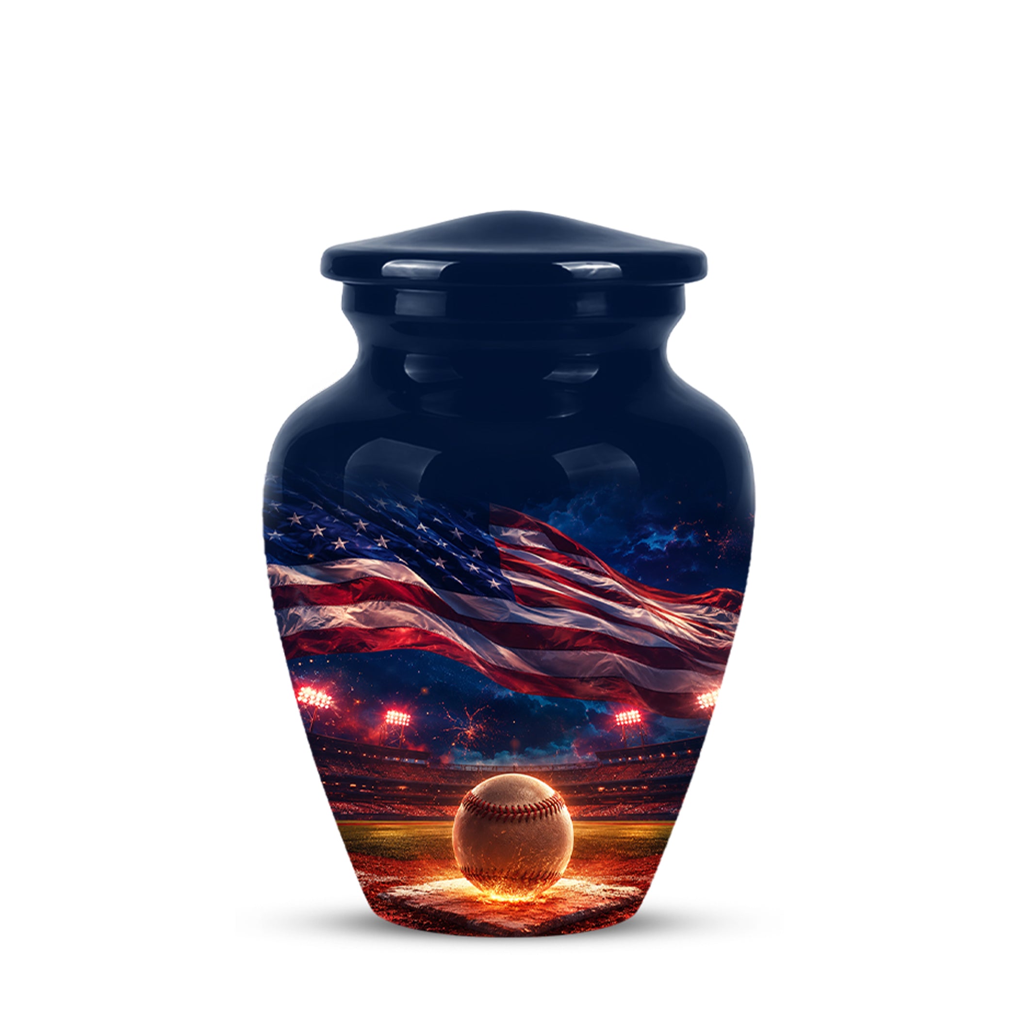 Baseball With American Flag - Custom Baseball Urns For Patriotic Human