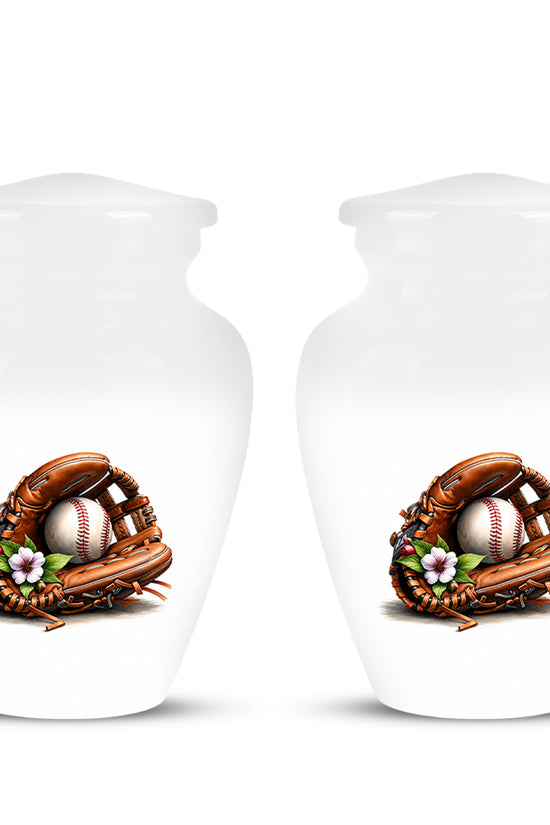 Baseball Gloves  & Ball Cremation Urn - Custom White Funeral  Urns