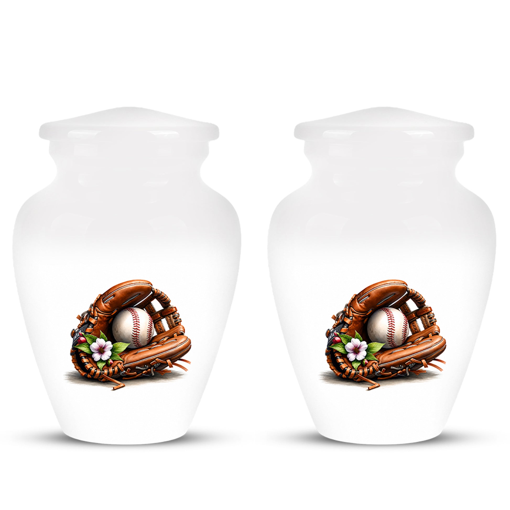 Baseball Gloves  & Ball Cremation Urn - Custom White Funeral  Urns
