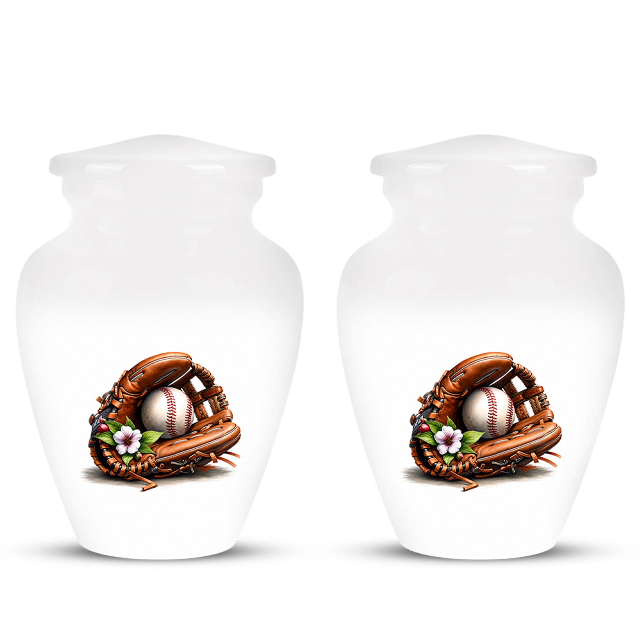 Baseball Gloves  & Ball Cremation Urn - Custom White Funeral  Urns