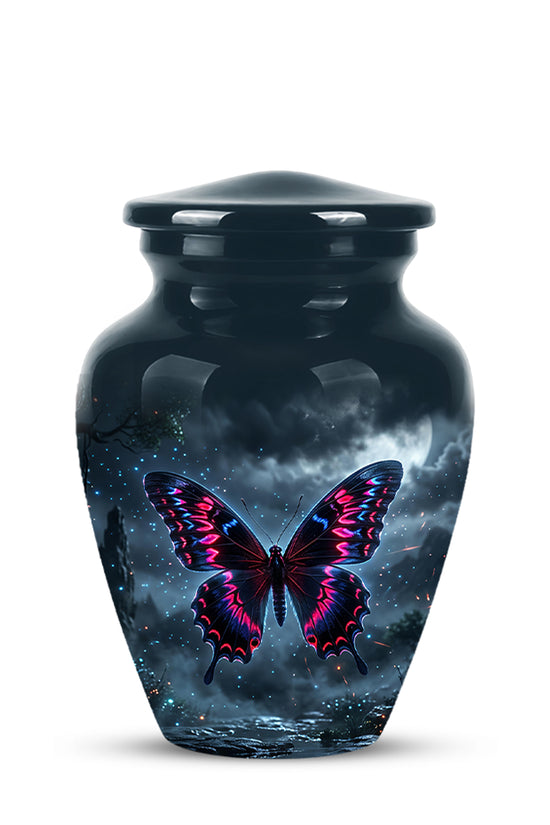 Colorful Butterfly Cremation Urn - Personalized Black Memorial Urns