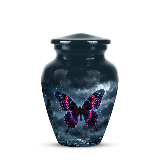 Colorful Butterfly Cremation Urn - Personalized Black Memorial Urns