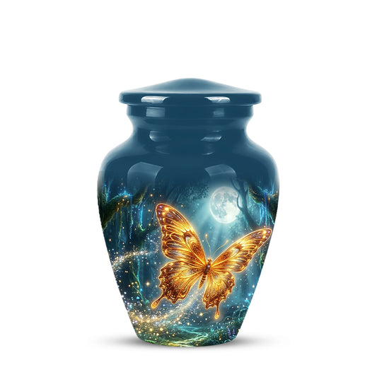 Glowing Yellow Butterfly Themed Urn - Moonlight Memorial Urns For Ashes