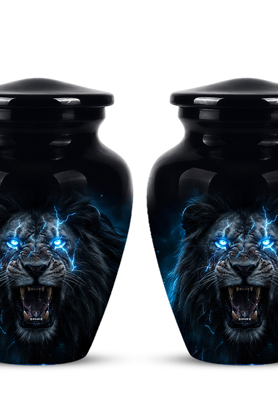 Black Lion Memorial Urns - Custom Handmade Burial Urns For Human Ashes