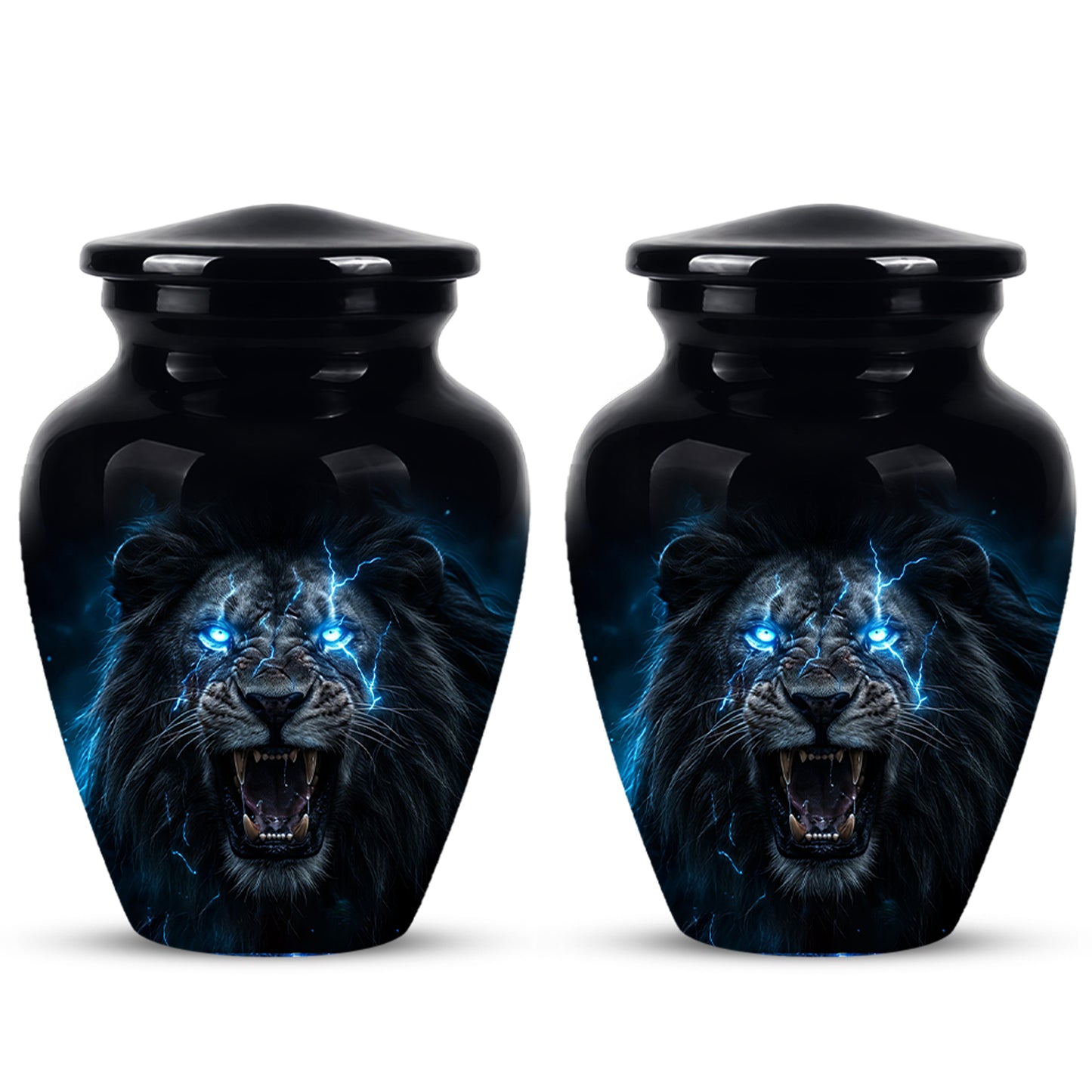 Black Lion Memorial Urns - Custom Handmade Burial Urns For Human Ashes