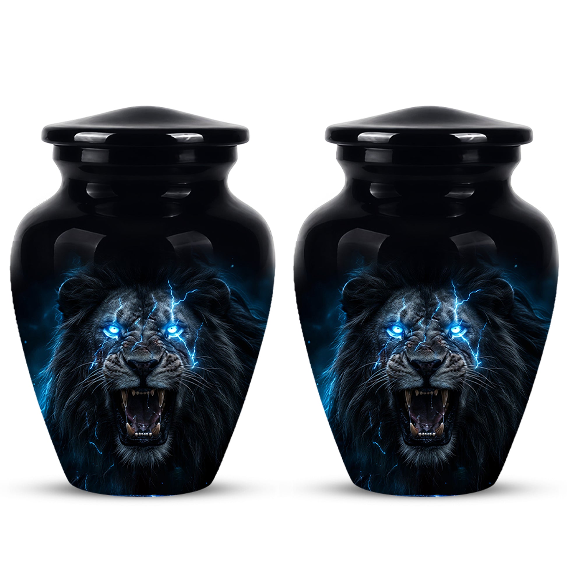 Black Lion Memorial Urns - Custom Handmade Burial Urns For Human Ashes