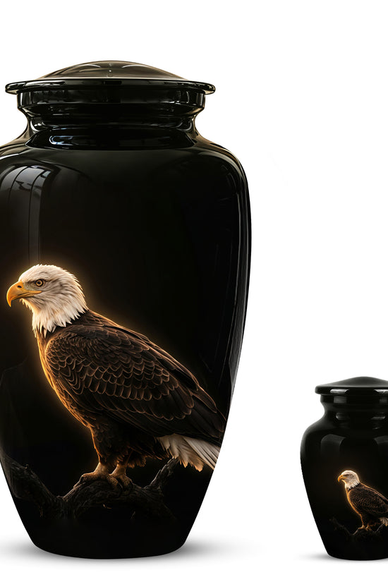 Bald Eagle Cremation Urn - Personalized Black Urns For Human Ashes