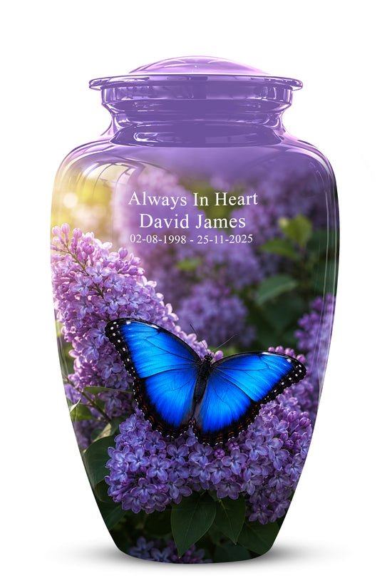 Blue Butterfly Cremation Urn - Purple Color Memorial Urns For Human Ashes
