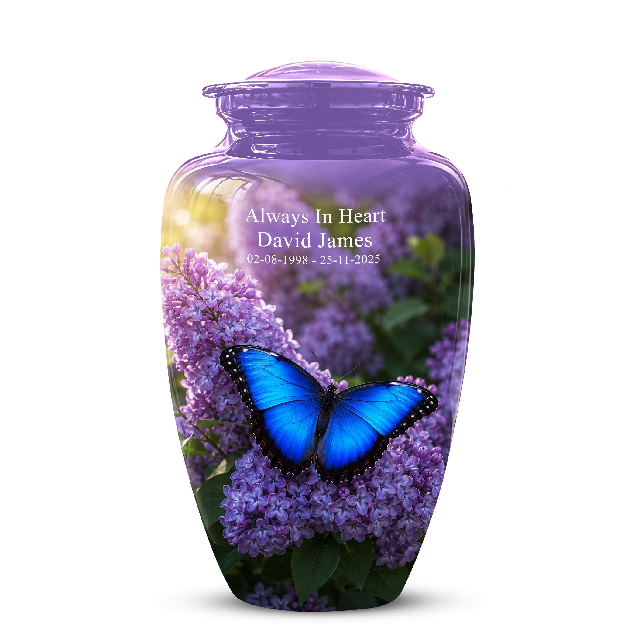 Blue Butterfly Cremation Urn - Purple Color Memorial Urns For Human Ashes