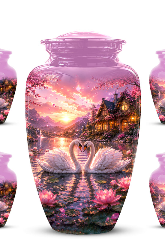 Couple Swan Memorial Urn - Peaceful Classic Urn For Lover's Ashes