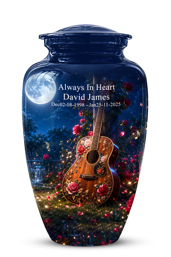 Starry Guitar Memorial Urn - Artistic Funeral Urns For Musicians Ashes