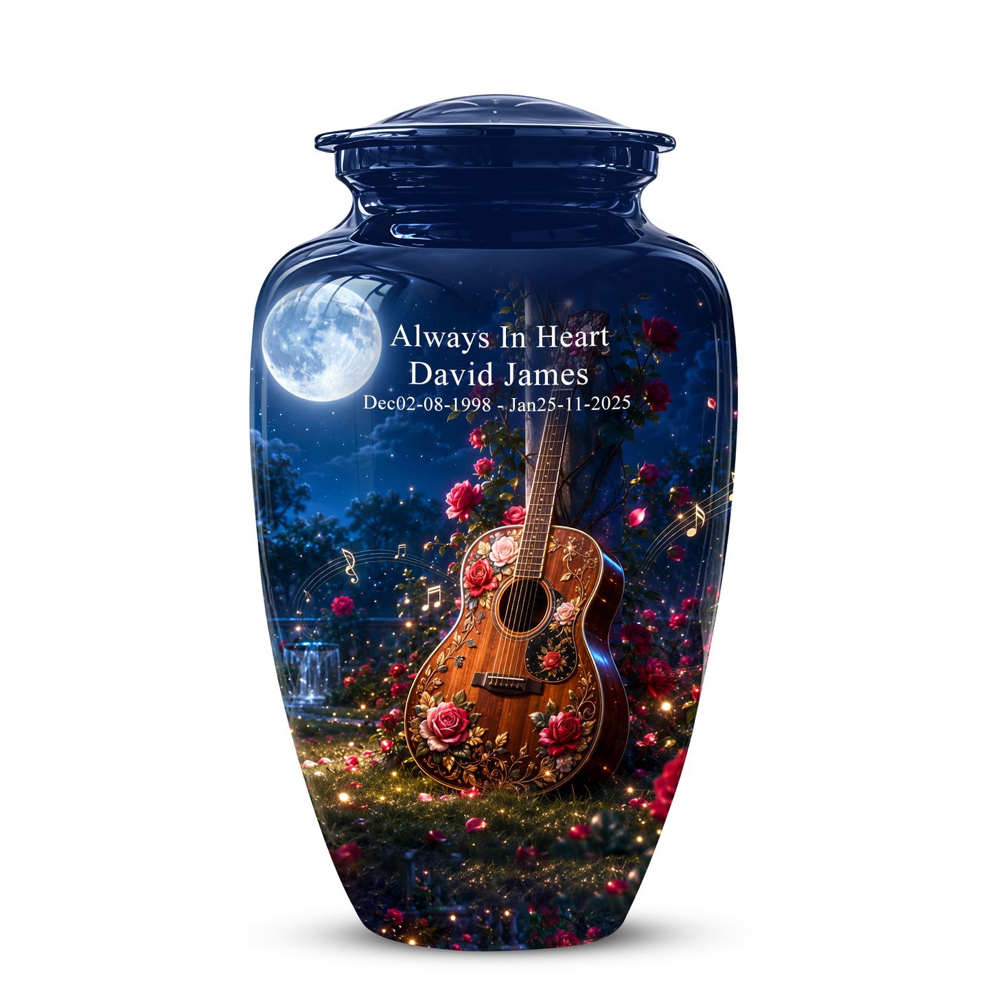 Starry Guitar Memorial Urn - Artistic Funeral Urns For Musicians Ashes