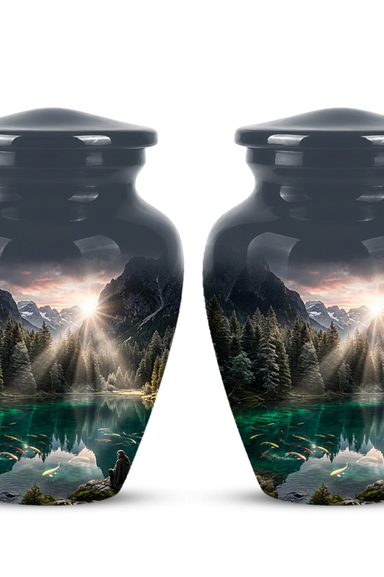 Mountain Lake Cremation Urn - Elegant Nature Urns For Human Ashes
