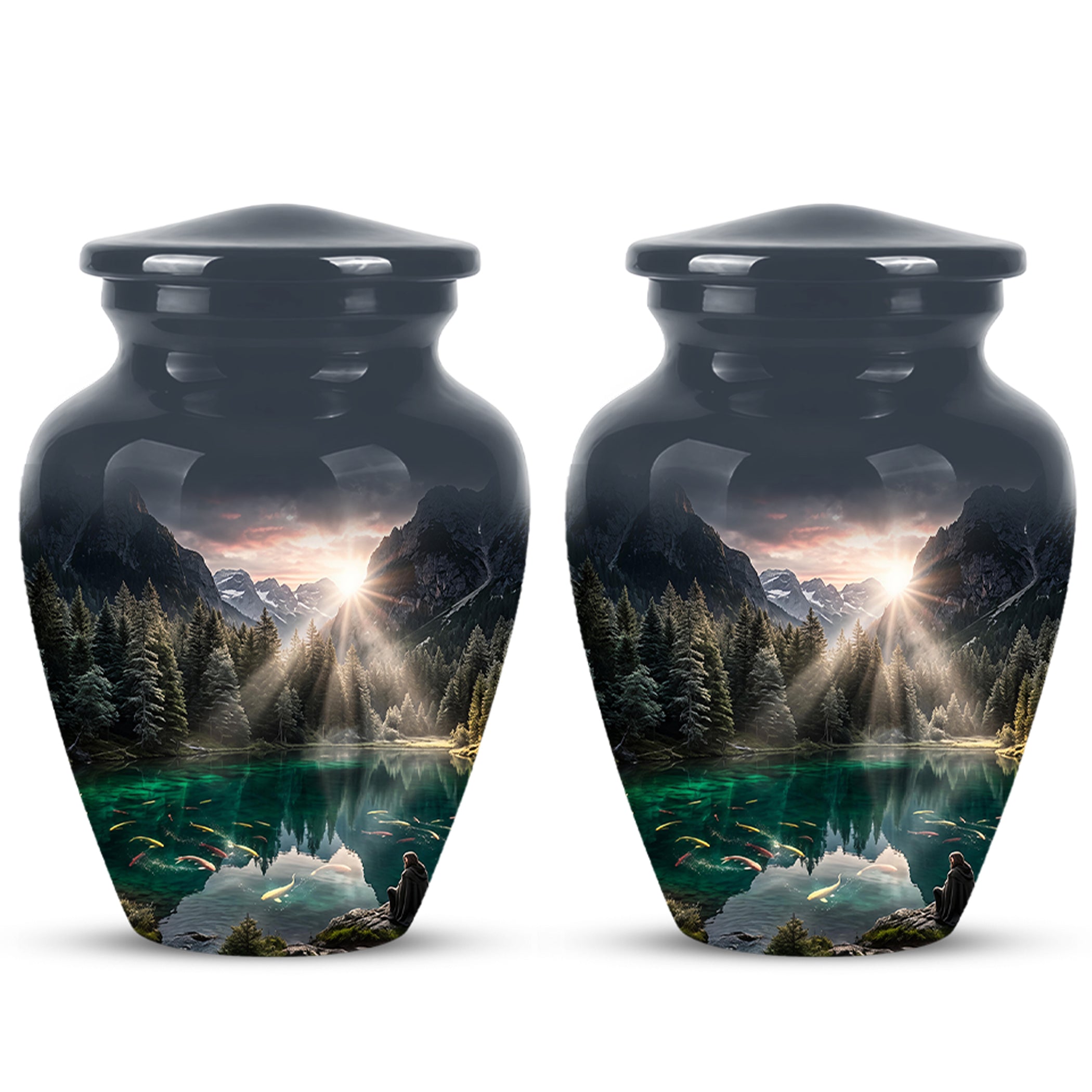 Mountain Lake Cremation Urn - Elegant Nature Urns For Human Ashes