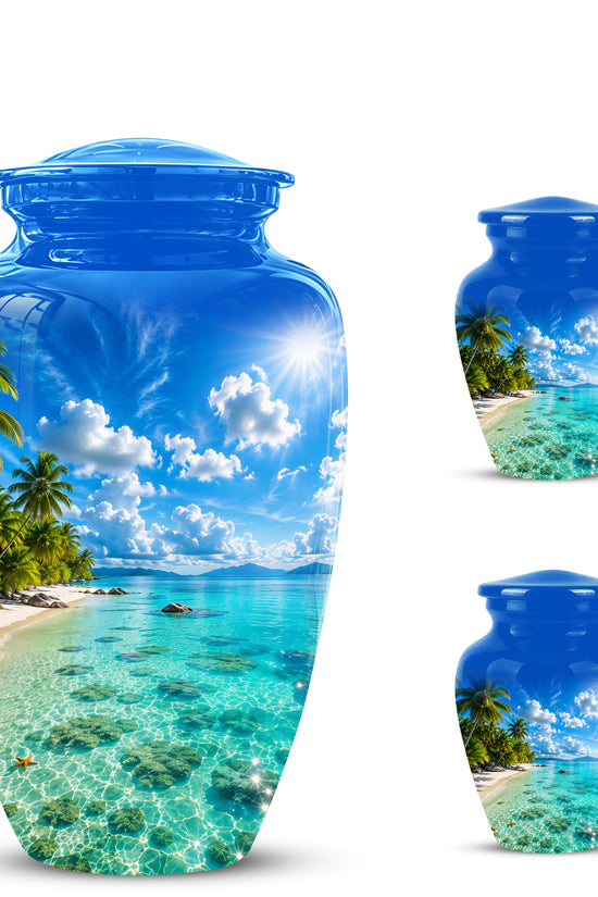 Beach Themed Memorial Urn - Beautifully Handcrafted Urns For Human Ash