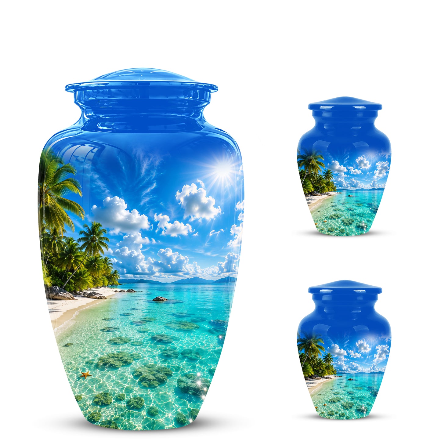 Beach Themed Memorial Urn - Beautifully Handcrafted Urns For Human Ash