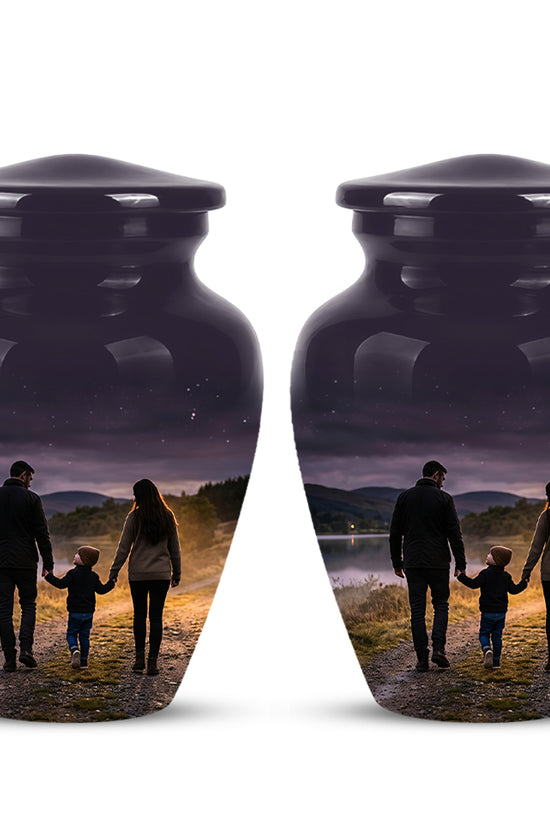Dad, Son & Mom Cremation Urn - Artistic Night Burial Urns For Human Ashes