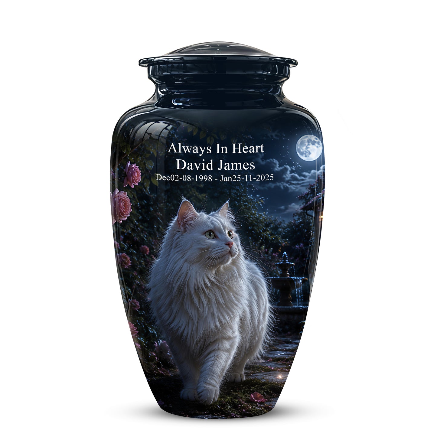 Beautiful White Cat Cremation Urn -  Personalized Handcrafted Pet Urns