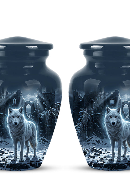 Night Wolf Memorial Urn - Moonlight Funeral Urns For Men & Women Ashes