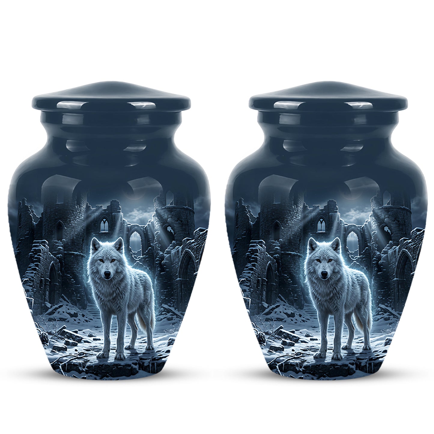 Night Wolf Memorial Urn - Moonlight Funeral Urns For Men & Women Ashes