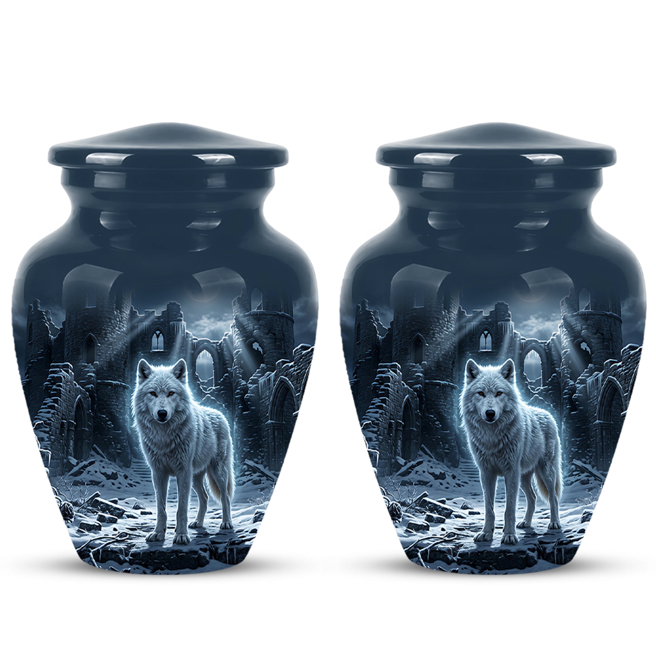 Night Wolf Memorial Urn - Moonlight Funeral Urns For Men & Women Ashes
