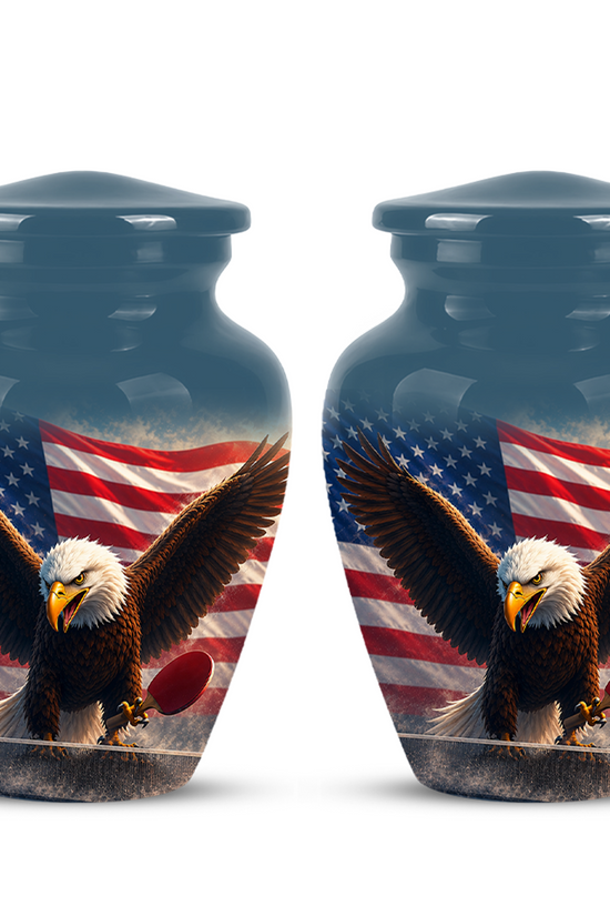Flying Eagle With American Flag Urn - Patriotic Funeral Memorial Urns