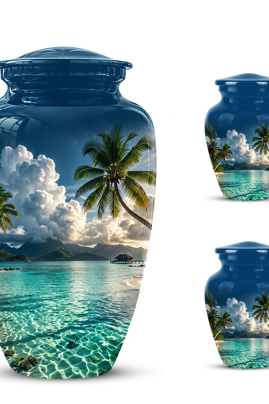 Tropical Beach Cremation Urn - Custom Memorial Urns For Women Ashes