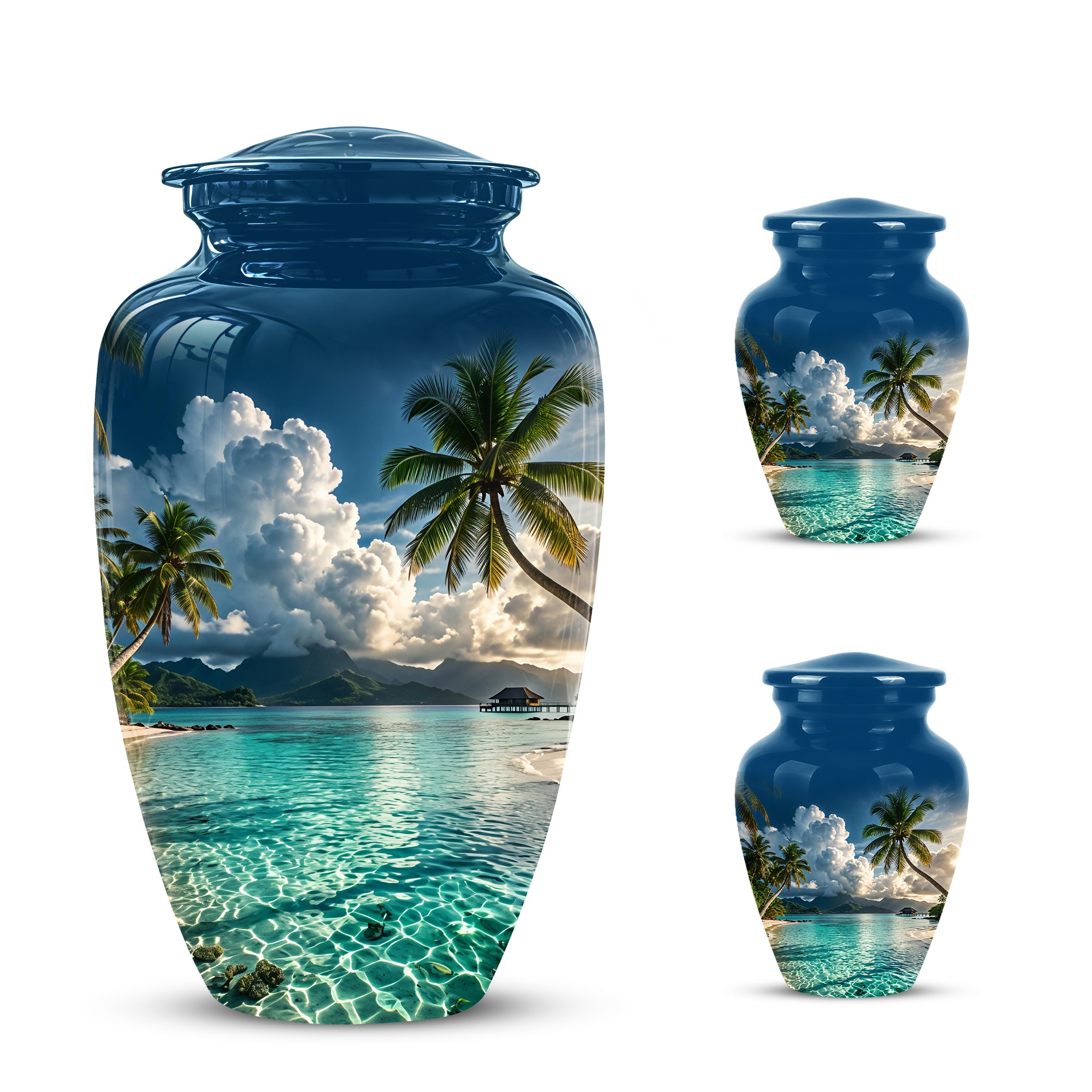 Tropical Beach Cremation Urn - Custom Memorial Urns For Women Ashes