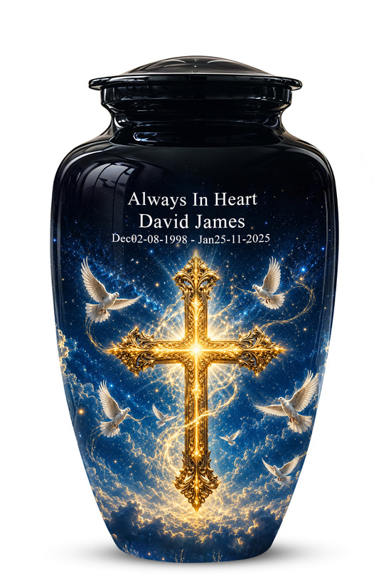 Golden Cross Cremation Urn – Celestial Urns For Men & Women Ashes