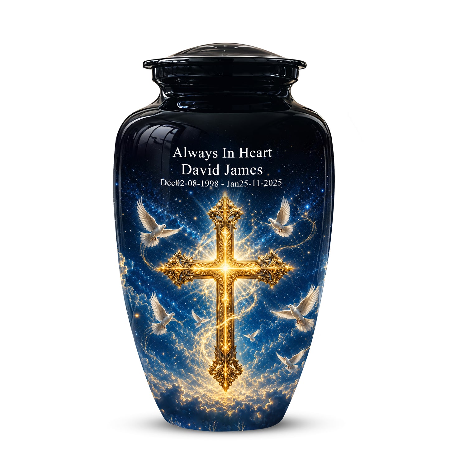 Golden Cross Cremation Urn – Celestial Urns For Men & Women Ashes