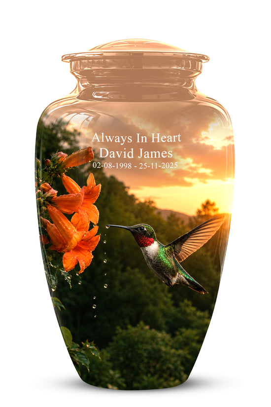 Hummingbird Memorial Urn - Custom Sunset Scenic Urns For Human Ashes