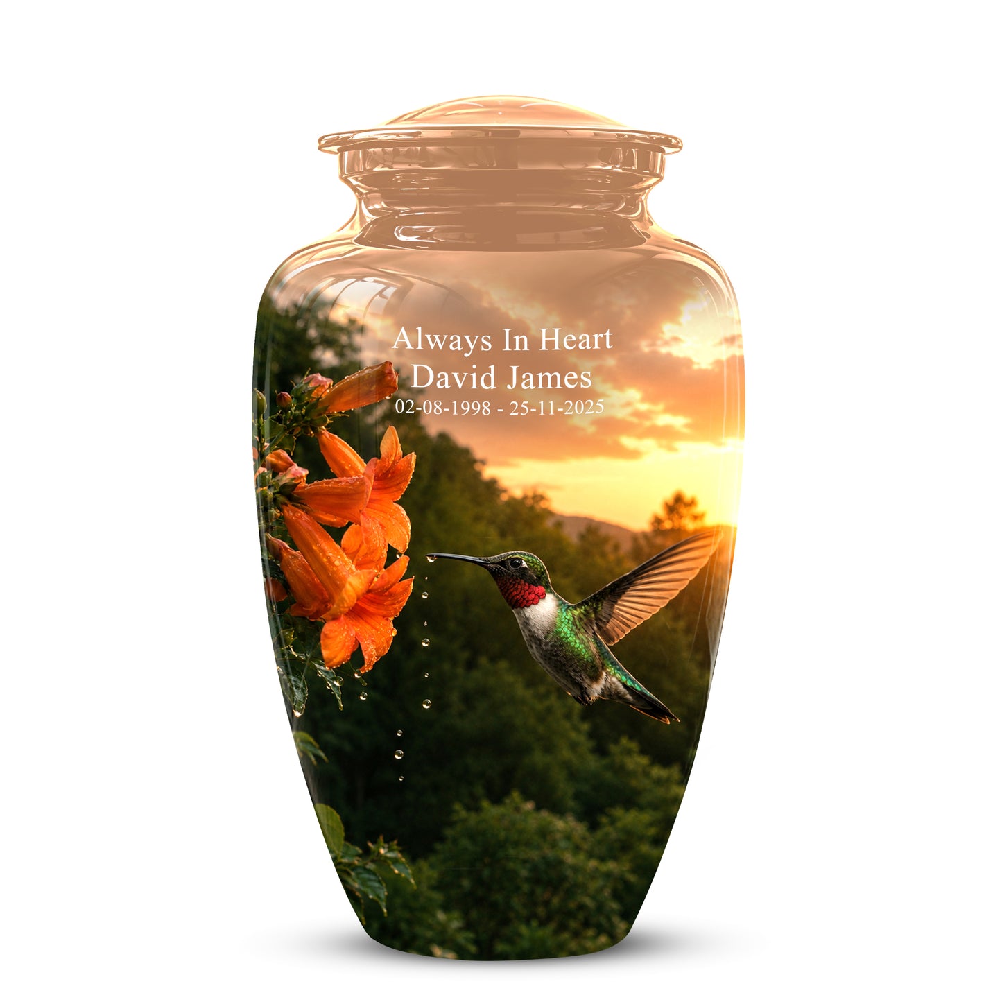 Hummingbird Memorial Urn - Custom Sunset Scenic Urns For Human Ashes