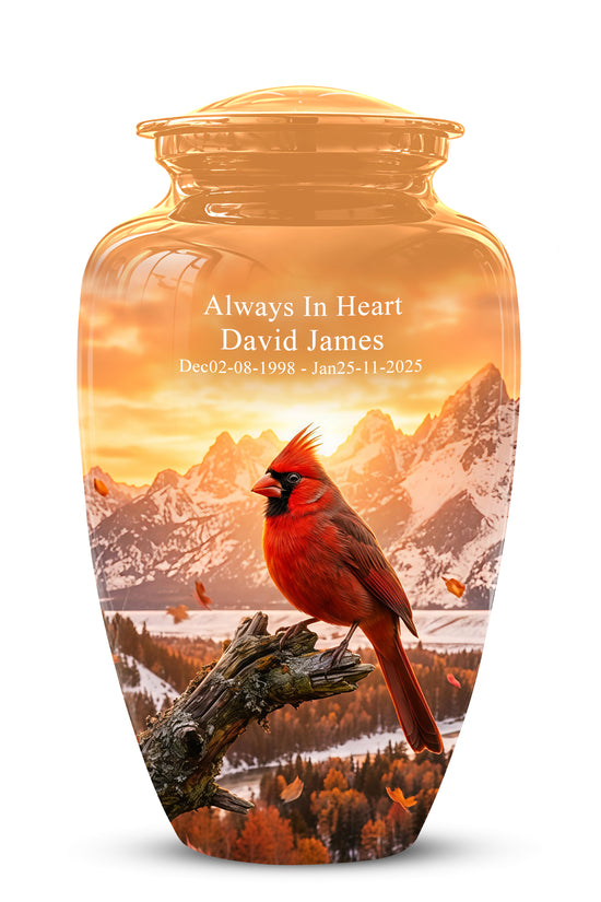 Red Cardinal Bird Burial Urn - Personalized Handcrafted Urns For Ashes